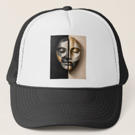 Gorra De Camionero Máscara de Dualidad – Rostro Abstracto Geométrico