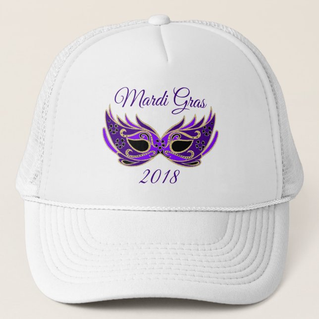 Gorra De Camionero Máscara de Mardi Gras 2018 (Anverso)