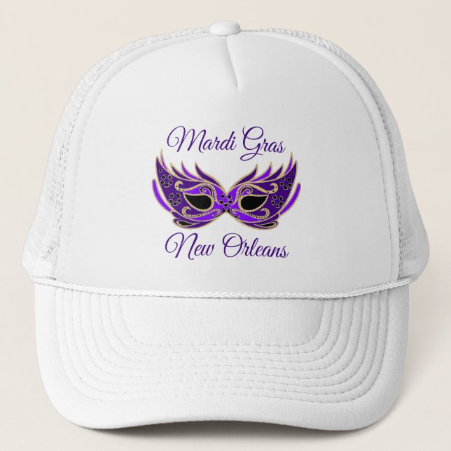 Gorra De Camionero Máscara de Mardi Gras Nueva Orleans (Anverso)