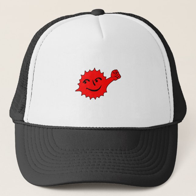 Gorra De Camionero Mascota Sol Rojo Alegre (Anverso)