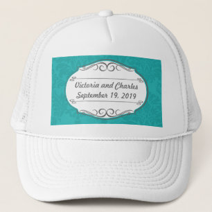 Gorra De Camionero Matrimonio de Damasco de Chartreuse Turquesa Moder