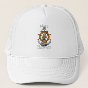 Gorra De Camionero Maui Hawaii Vacaciones Ancla Náutica Helm Vela
