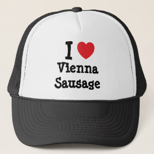 Gorra De Camionero Me encanta la camiseta del corazón de la salchicha