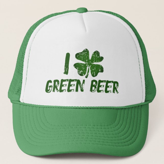 Gorra De Camionero Me encanta la cerveza verde vintage Día de San Pat (Anverso)