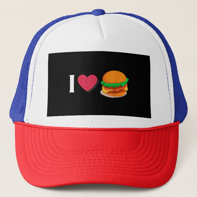 Gorra De Camionero Me Encanta La Comida Insalubre De Queburger Burger (Anverso)