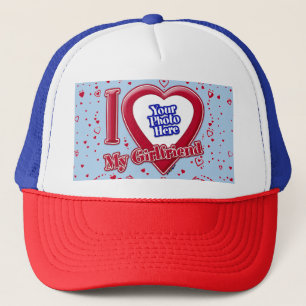 Gorra De Camionero Me encanta mi novia foto corazón rojo azul claro