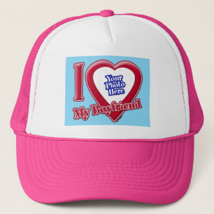 Gorra De Camionero Me encanta mi novio foto corazón rojo turquesa