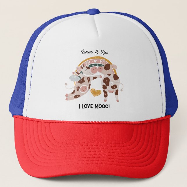 Gorra De Camionero Me Encanta Mooo Cute Cow Personalizado Regalo (Anverso)