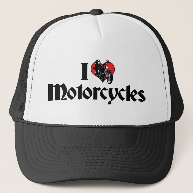 Gorra De Camionero Me encantan las motocicletas del corazón (Anverso)