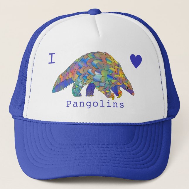Gorra De Camionero Me encantan las pangolinas amenazadas de arte colo (Anverso)