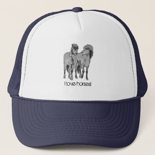Gorra De Camionero ¡Me encantan los caballos! Cuidados ponis islandes (Anverso)