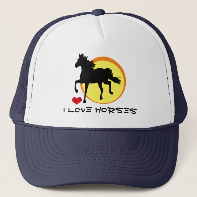 Gorra De Camionero Me encantan los caballos y los caballos negros que (Anverso)