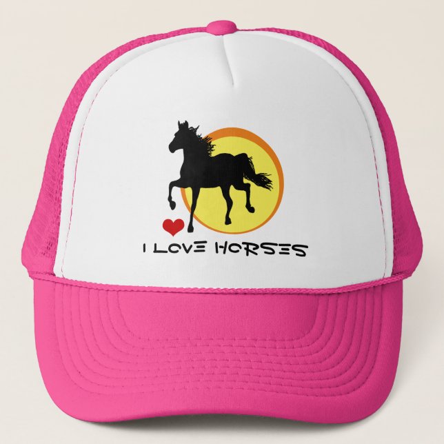 Gorra De Camionero Me encantan los caballos y los caballos negros que (Anverso)
