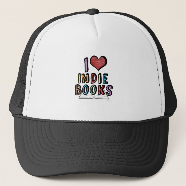 Gorra De Camionero Me encantan los libros independientes y el eslogan (Anverso)