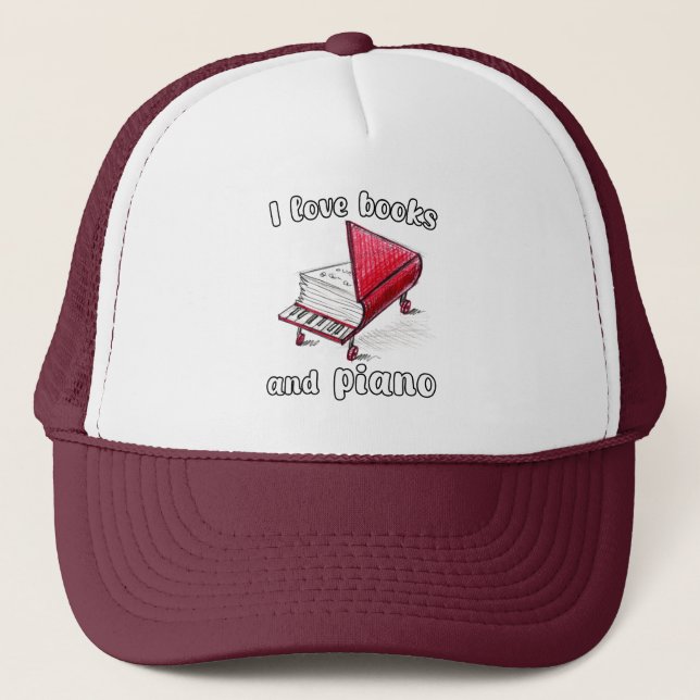 Gorra De Camionero Me Encantan Los Libros Y El Piano, El Arte Auténti (Anverso)