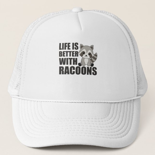 Gorra De Camionero Me Gusta Realmente Racoons Cuadros Raccoon (Anverso)