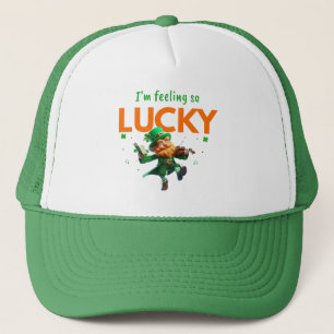 Gorra De Camionero Me siento muy afortunado bailando duende trébol