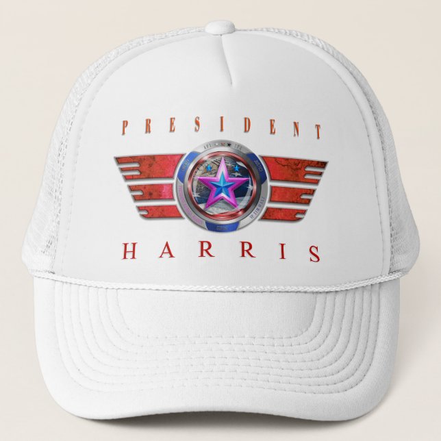Gorra De Camionero Medallero del presidente republicano Harris/Walz W (Anverso)