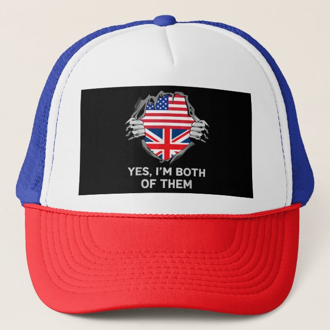 Gorra De Camionero Media estadounidense mitad británica bandera de In (Anverso)