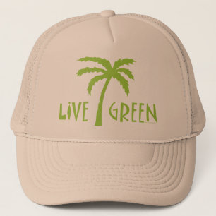 Gorra De Camionero Medio ambiente del árbol de palmas verde vivo
