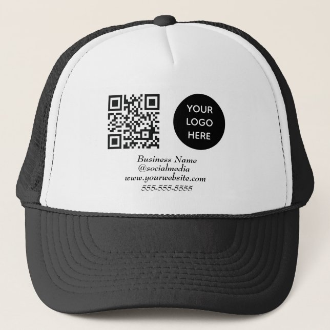 Gorra De Camionero Medio social QR Code Black Moderne Business Logo (Anverso)