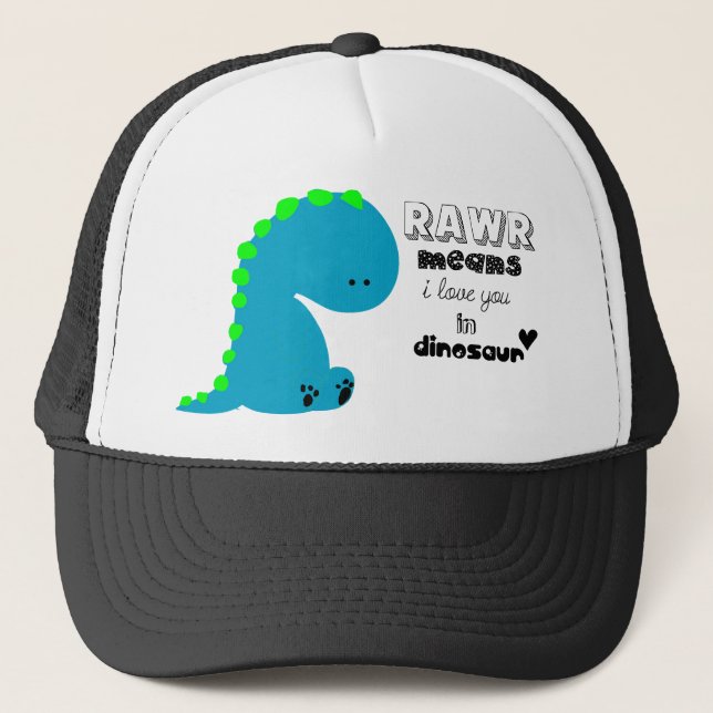 Gorra De Camionero Medios de Rawr te amo en camisa del DINOSAURIO (Anverso)