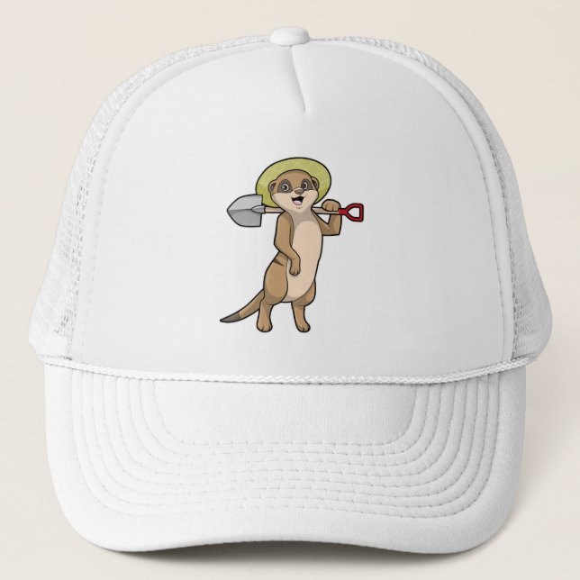 Gorra De Camionero Meerkat como granjero con pala (Anverso)