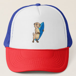 Gorra De Camionero Meerkat como surfista con Surfboard