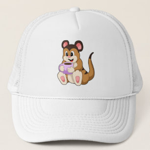 Gorra De Camionero Meerkat con la Copa de Café