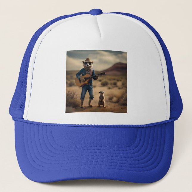 Gorra De Camionero Meerkat Duet: Juntos en armonía, (Anverso)
