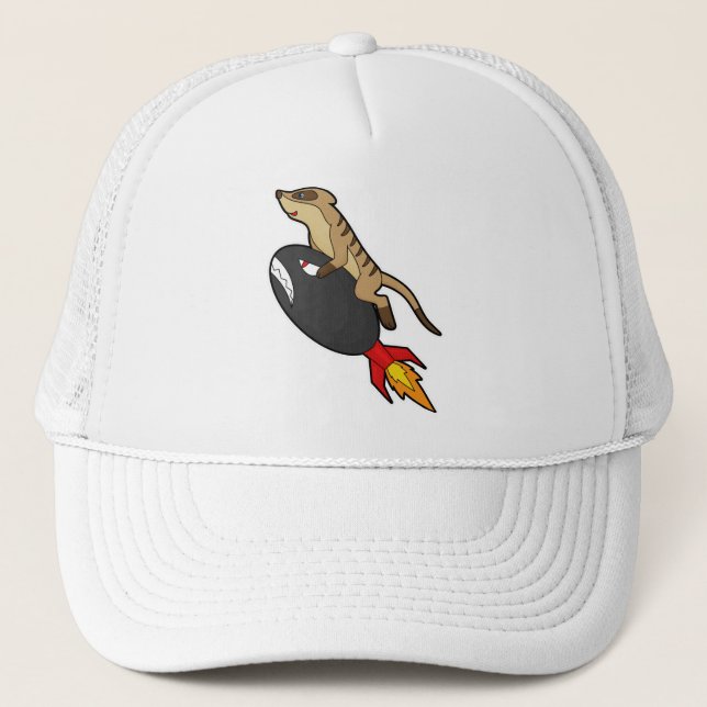 Gorra De Camionero Meerkat volando con cohetes (Anverso)