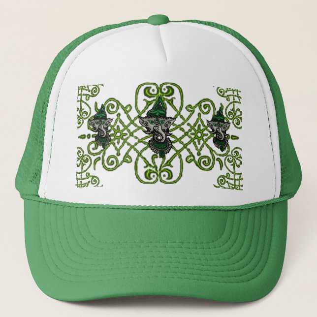 Gorra De Camionero Mehndi Ganesha (Verde) (Anverso)