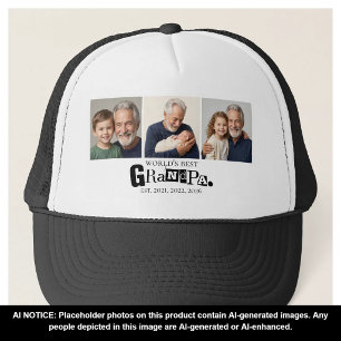 Gorra De Camionero Mejor Abuelo del Mundo Est Año 3 Colaje de Fotos 
