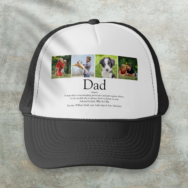 Gorra De Camionero Mejor diversión fotográfica de definición de padre (World's Best Ever Dad Father Definition Photo Fun Trucker Hat)