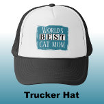 Gorra De Camionero Mejor gato mamá azul<br><div class="desc">¡Celebren a la mejor mamá del mundo con este elegante sombrero de camionero! Perfecto para los amantes de los animales que con orgullo llevan sus corazones amorosos de felinos en las mangas (¡o en la cabeza!). Ya sea que estés haciendo recados, golpeando el parque, o simplemente pasando el rato con...</div>