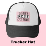 Gorra De Camionero Mejor gato mamá negro rosa<br><div class="desc">¡Celebren a la mejor mamá del mundo con este elegante sombrero de camionero! Perfecto para los amantes de los animales que con orgullo llevan sus corazones amorosos de felinos en las mangas (¡o en la cabeza!). Ya sea que estés haciendo recados, golpeando el parque, o simplemente pasando el rato con...</div>