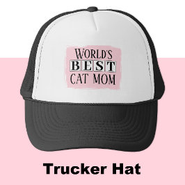 Gorra De Camionero Mejor gato mamá negro rosa