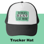 Gorra De Camionero Mejor gato mamá negro verde<br><div class="desc">¡Celebren a la mejor mamá del mundo con este elegante sombrero de camionero! Perfecto para los amantes de los animales que con orgullo llevan sus corazones amorosos de felinos en las mangas (¡o en la cabeza!). Ya sea que estés haciendo recados, golpeando el parque, o simplemente pasando el rato con...</div>