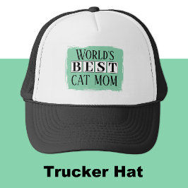 Gorra De Camionero Mejor gato mamá negro verde