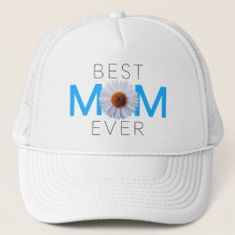 Gorra De Camionero Mejor Mamá Con Imagen Daisy Impresión (Azul V1)