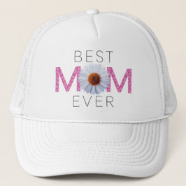 Gorra De Camionero Mejor Mamá Con Imagen Daisy Imprimir (Rosa V2)