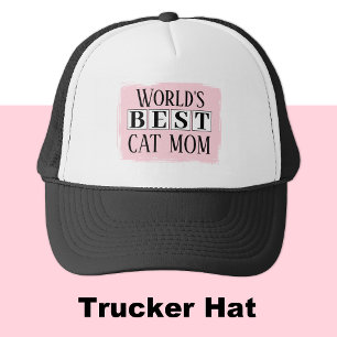 Gorra De Camionero Mejor mamá de gato negra rosa