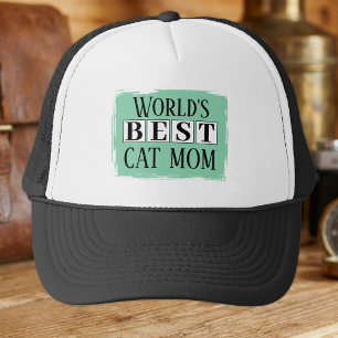 Gorra De Camionero Mejor mamá de gato negra verde
