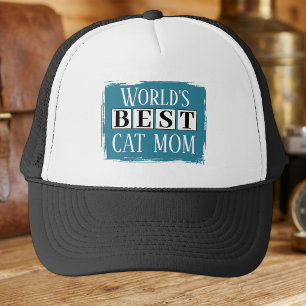 Gorra De Camionero Mejor mamá de gato negro azul