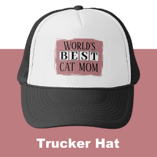 Gorra De Camionero Mejor mamá de gato rosa polvoriento negro