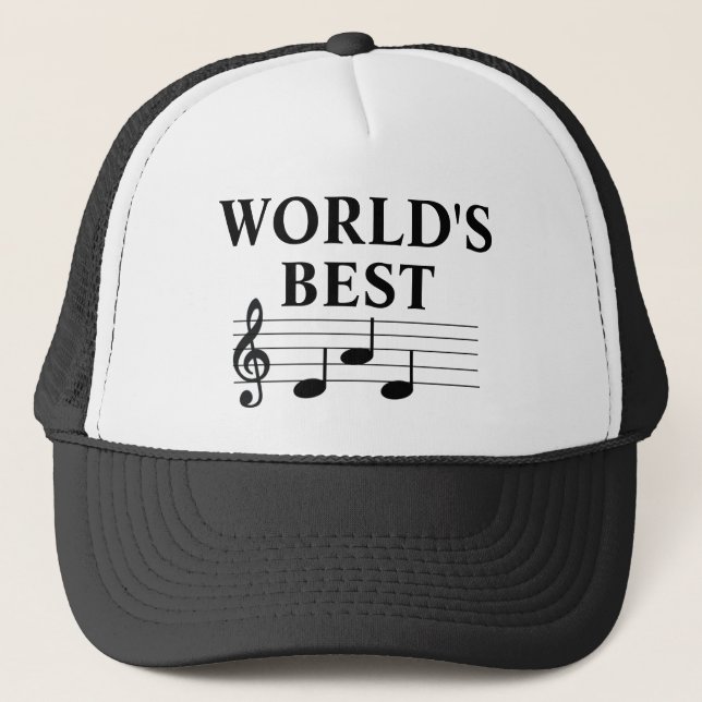 Gorra De Camionero Mejor Música de Papá del Mundo Nota Treble Clef (Anverso)