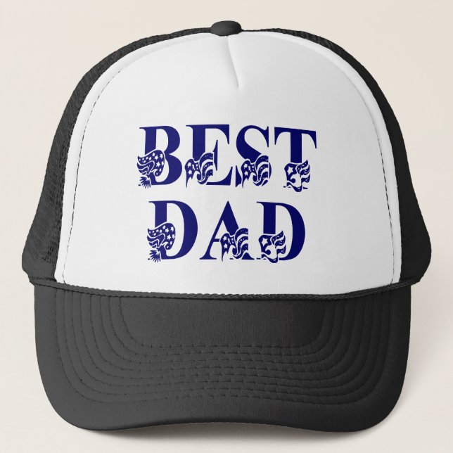 Gorra De Camionero Mejor Papá con Banderas Azul Texto (Anverso)