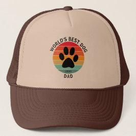 Gorra De Camionero Mejor Papá de Perro del Mundo Huella Retro Atardec