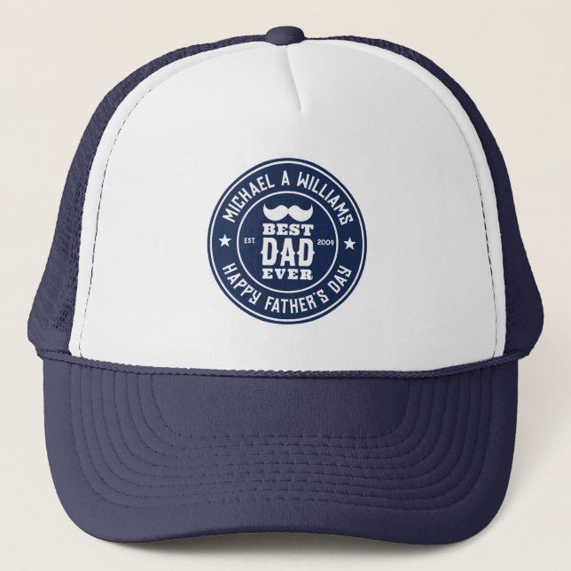 Gorra De Camionero Mejor Papá Día del Padre en la Insignia Retro Vint (Anverso)