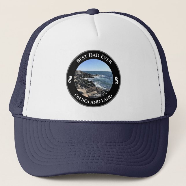 Gorra De Camionero Mejor Papá Jamás Océano Atlántico Azul Mar Rocoso (Anverso)